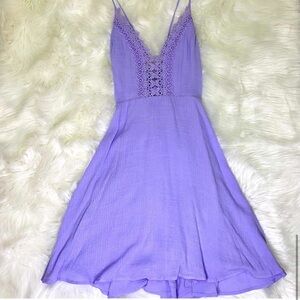 NWT Lush Lavender Mini Skater Dress with crochet detail Size L